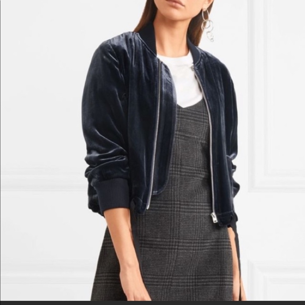 J. Crew Cropped Velvet bomber jacket
